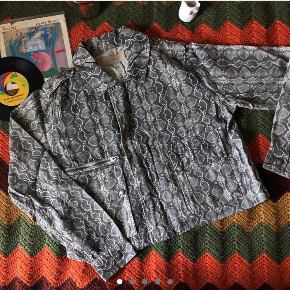 Blank NYC Cropped Snakeskin Print Lightweight Jacket